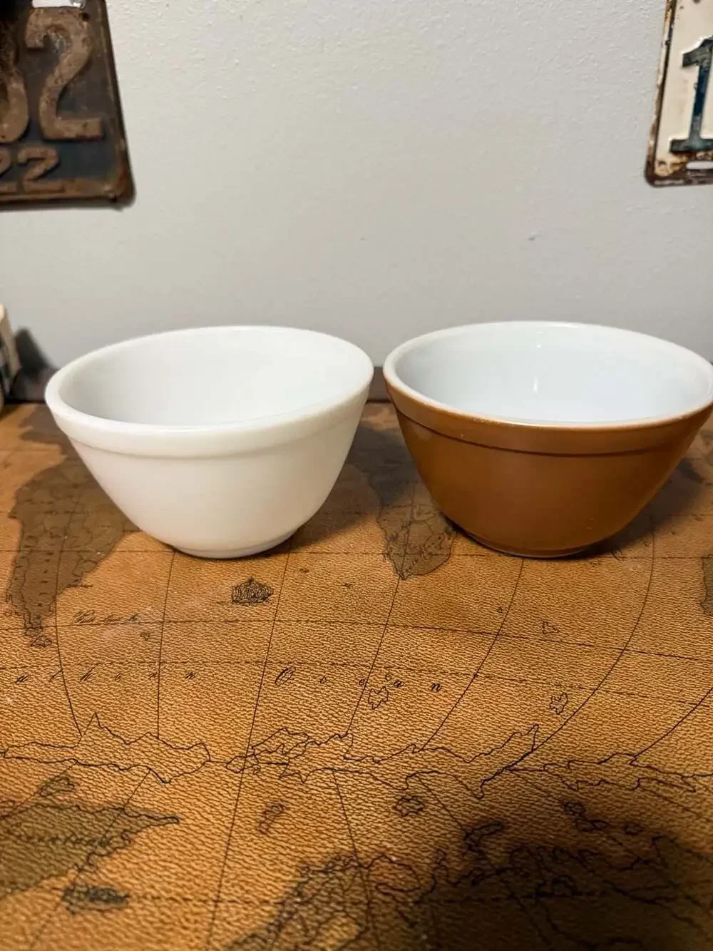 Vintage Pyrex 401 1.5 Pint Opal Milk Glass Nesting Mixing Bowls Set of 2 (White